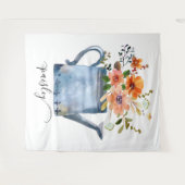 Boho Roest Oranje Waterverf Bloemen Gietkan Wandkleed (Voorkant (horizontaal))