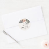BOHO ROEST ROZE MONSTERA BLOMMETJES BRUIDSSUITE RONDE STICKER (Envelop)