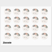 BOHO ROEST ROZE MONSTERA FLORALE BRUIDSBAD RONDE STICKER (Vel)