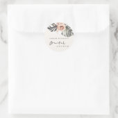 BOHO ROEST ROZE MONSTERA FLORALE BRUIDSBAD RONDE STICKER (Tas)
