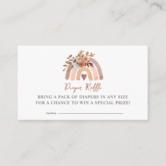 Boho roest Terracotta Baby shower Diaper Raffle Informatiekaartje (Voorkant)