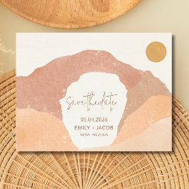 Boho Roest Terracotta Woestijn Trouw Save the Date Aankondigingskaart