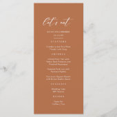 Boho roest verbrand Sinaasappel terracotta bruilof Menu (Voorkant)