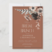 Boho Roest Zwart & Wit Bloemen Bruidsbrunch Kaart (Voorkant)