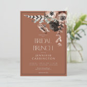 Boho Roest Zwart & Wit Bloemen Bruidsbrunch Kaart (Staand voorkant)