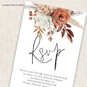 Boho Roestige Bloemen Script QR Code Trouw RSVP ka Informatiekaartje