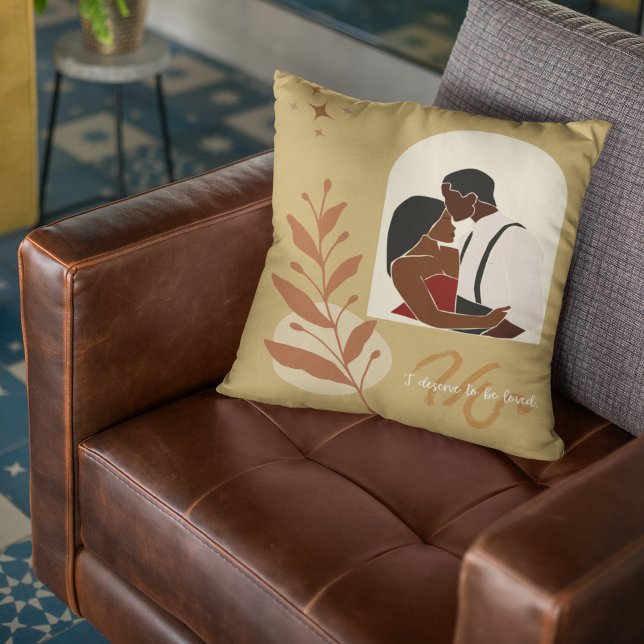 Boho Romance Ik verdien het om geliefd te zijn Kussen (Creator heeft geüpload)