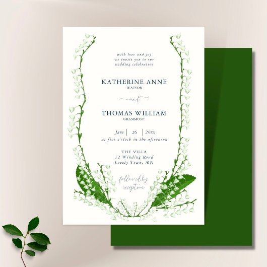 Boho Romantic Floral Lijst Lily of Valley Wedding Kaart