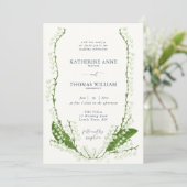 Boho Romantic Floral Lijst Lily of Valley Wedding Kaart (Staand voorkant)