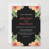 Boho Romantic Wildbloemen Black Floral Wedding Kaart (Voorkant)