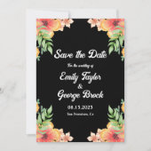 Boho Romantic Wildbloemen Black Floral Wedding Save The Date (Voorkant)