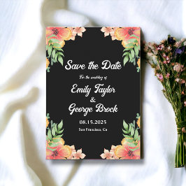 Boho Romantic Wildbloemen Black Floral Wedding Save The Date