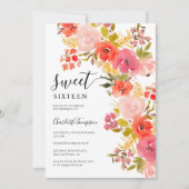 Boho Romantisch  bloemenscript koraalzoet 16 Kaart (Voorkant)