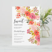 Boho Romantisch  bloemenscript koraalzoet 16 Kaart (Staand voorkant)