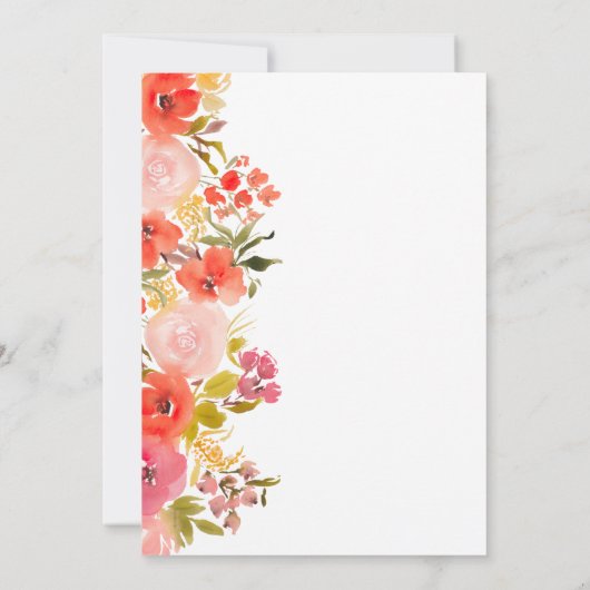 Boho Romantisch  bloemenscript koraalzoet 16 Kaart (Achterkant)