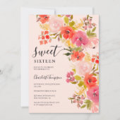 Boho romantisch  bloemscript roze lief 16 kaart (Voorkant)