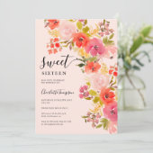 Boho romantisch  bloemscript roze lief 16 kaart (Staand voorkant)