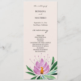 Boho Romantisch Lila Lotus Waterverf Kunst Programmakaart