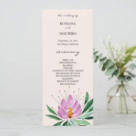 Boho Romantisch Lila Lotus Waterverf Kunst Programmakaart
