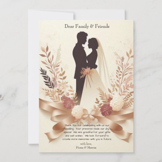 Boho Romantische Bloemen Rustiek Elegante Huwelijk Bedankkaart (Voorkant)