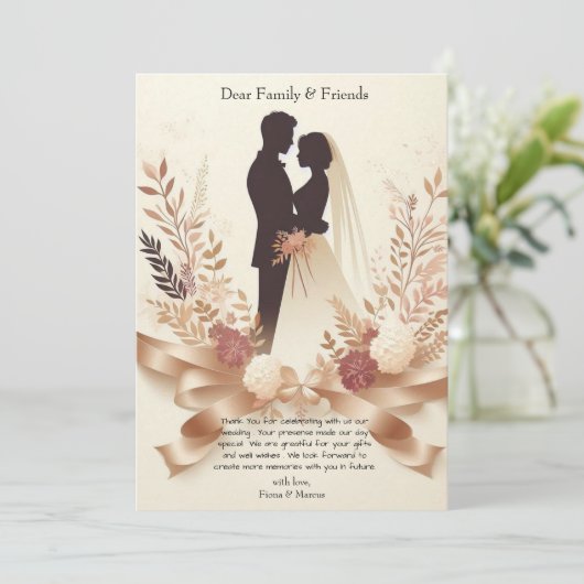 Boho Romantische Bloemen Rustiek Elegante Huwelijk Bedankkaart (Staand voorkant)