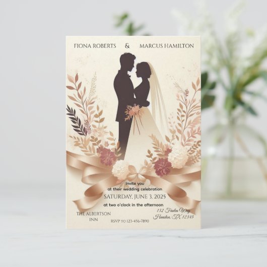 Boho Romantische Bloemen Rustiek Elegante Huwelijk RSVP Kaartje (Staand voorkant)