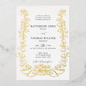 Boho Romantische Bloemenschets Lily van Vallei Bru Folie Uitnodiging (Voorkant)
