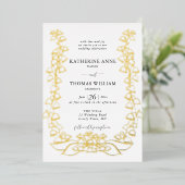 Boho Romantische Bloemenschets Lily van Vallei Bru Folie Uitnodiging (Staand Voorkant)