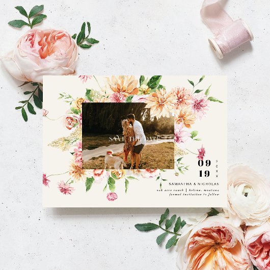 Boho Romantische Bloemstukken Foto Bewaar de Datum Save The Date