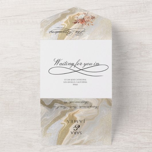 Boho romantische kalligrafie de bruiloft all in one uitnodiging (Buitenkant)