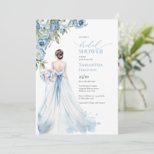 Boho Romantische pioenen stoffig blauw vrijgezelle Kaart (Staand voorkant)