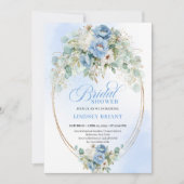 Boho Romantische Stofblauwe Bloemen Eucalyptus Bru Kaart (Voorkant)