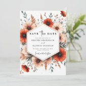 Boho Romantische Terracotta bruiloft Save The Date (Staand voorkant)