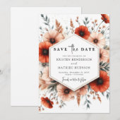Boho Romantische Terracotta bruiloft Save The Date (Voorkant / Achterkant)