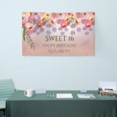 Boho Romantische waterverf Bloemzoet 16 party ba Spandoek (Beurs)
