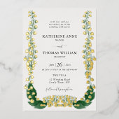 Boho Romantische Waterverf Lily Valley Wedding Gol Folie Uitnodiging (Voorkant)