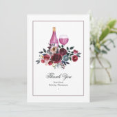 Boho rood en marine wijnproeverij bruidsdouche bedankkaart (Staand voorkant)