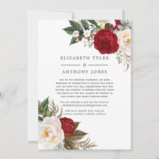 Boho rood en wit bloemendecor voor uitgenodigde tr aankondiging (Voorkant)