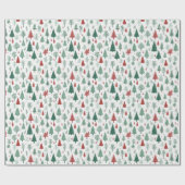 Boho rood groene kerstbomen vakantie cadeaupapier (Vlak)