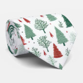 Boho rood groene kerstbomen vakantie stropdas (Opgerold)