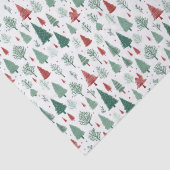 Boho rood groene kerstbomen vakantie tissuepapier (Detail)
