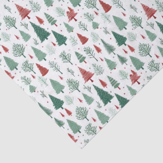 Boho rood groene kerstbomen vakantie tissuepapier (Detail)