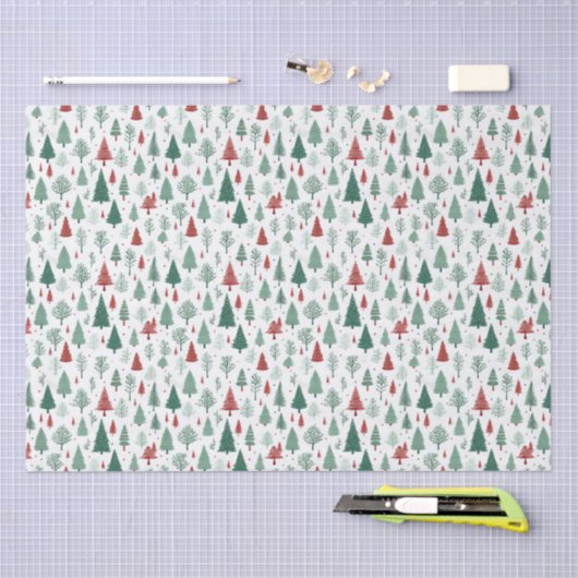 Boho rood groene kerstbomen vakantie tissuepapier (Craft)