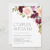 Boho rood & perzik bloemen herfst koppel shower kaart (Voorkant)