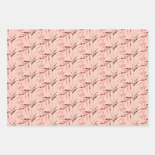 Boho Rood Roze Groen Waterverf Wildflovers Inpakpapier Vel (Voorkant 2)