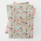 Boho Rood Roze Groen Waterverf Wildflovers Inpakpapier Vel (In situ)