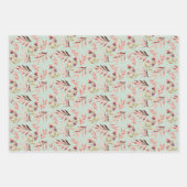 Boho Rood Roze Groen Waterverf Wildflovers Inpakpapier Vel (Voorkant)