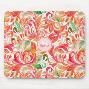 Boho Rood Roze Oranje Groen Paisley Bloemmotief Muismat