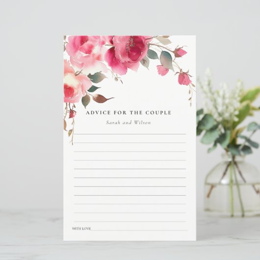 Boho Rood Roze Roze Bloemen Trouwdouche Advies (Staand voorkant)