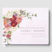 Boho Rood Roze Witte Rose Bloemen Huwelijk Gastenboek (Voorkant)